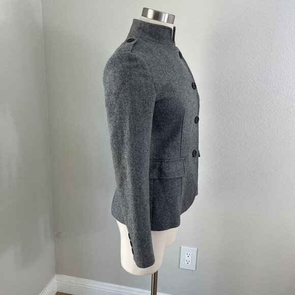 Theory Womens Size 0 Gray Wool Blend Button Asymmetric Military Blazer Jacket - Picture 4 of 15